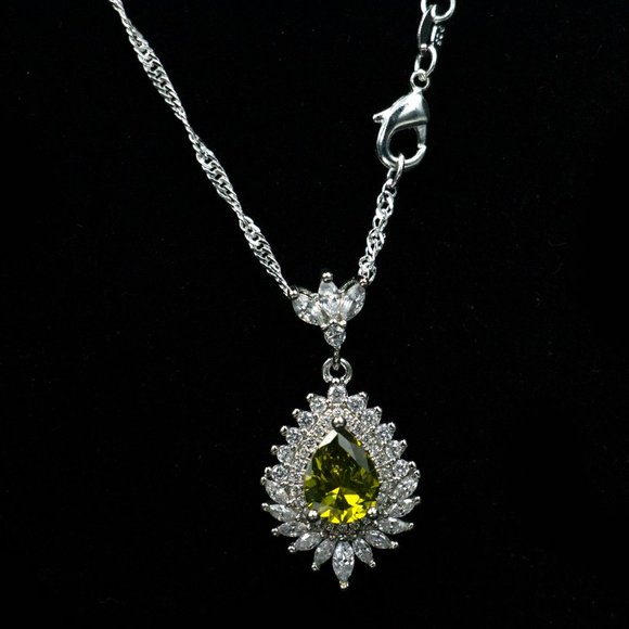BRAZILIAN PERIDOT, WHT TOPAZ, 925 PENDANT -JNSCGW1 - Picture 4 of 5